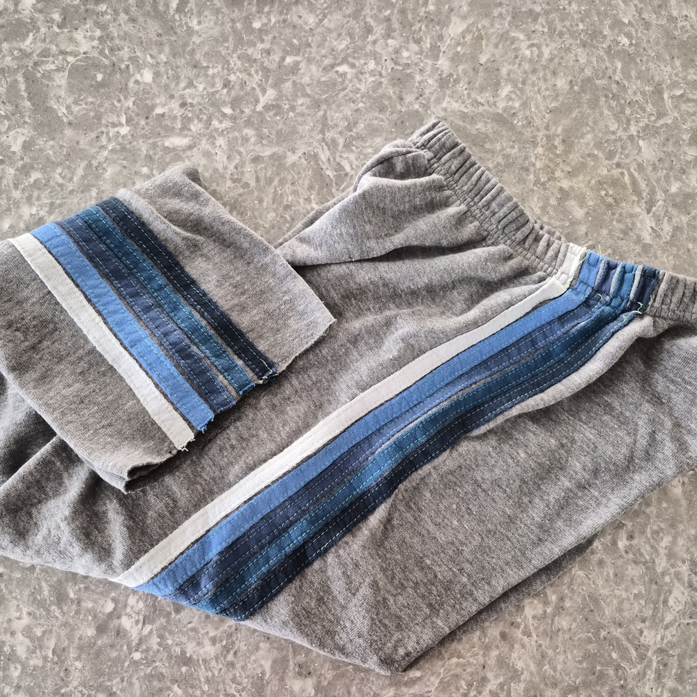 Aviator Nation Grey Sweatpants with Blue Stripe Detail, Size M